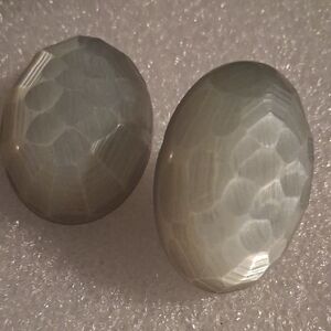 Elegant Vintage Clip On Faceted Gray Earrings